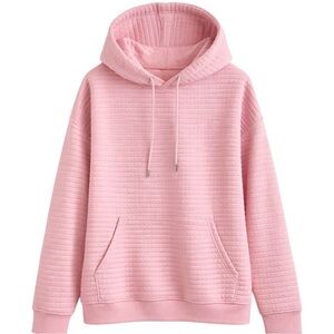 Pink Quilted Hoodie Pullover Cozy Sweatshirt Oversized Casual Lounge 5XL